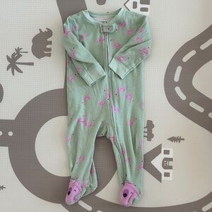 Carter's Mint and Pink Flamingo Footie 9 M